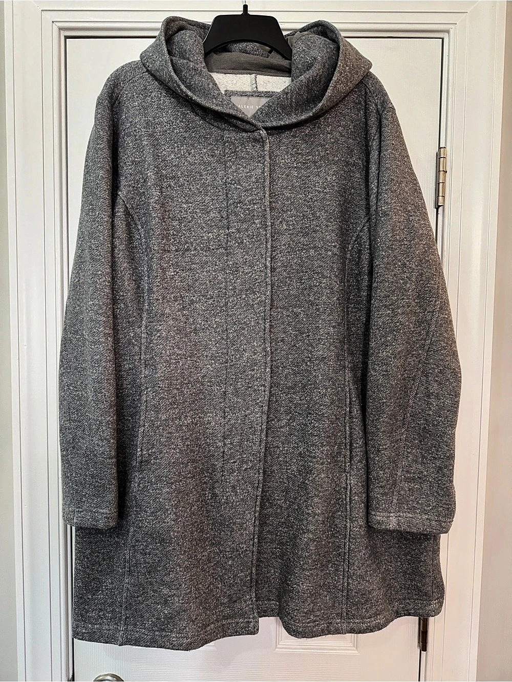 Valerie Stevens Gray Hooded Coat Size 2X Like New